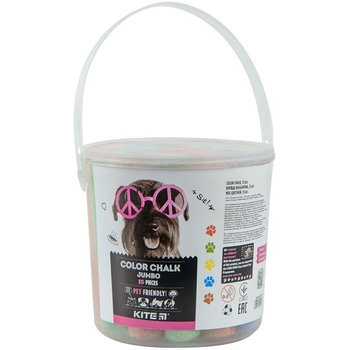 Крейда воскова Kite Kite Dogs Jumbo у відерці 15 шт. (K22-074) - Pampik