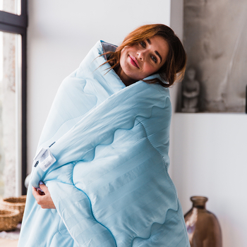 Одеяло шерстяное MirSon Valentino Hand Made №1354, летнее, 110x140 см, бело-голубое - Pampik - 5