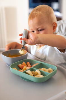 Набір ложка і виделка Beaba 10+, металевий сірий (913581) - Pampik - 10