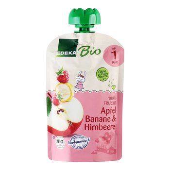 Пюре Edeka Bio Яблуко, банан та малина, 100 г - Pampik