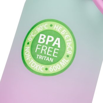 Бутылка для воды Yes Glamour soft touch, 600 мл, розовая с бирюзовым (707959) - Pampik - 3