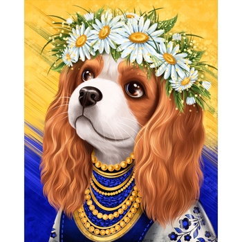 Алмазна мозаїка Santi Спанієль у віночку, 40х50 см (954371) - Pampik