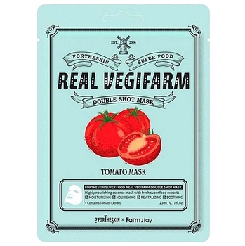 Тканевая маска для лица Fortheskin Super Food Real Vegifarm Double Shot Mask Tomato Томат, 23 мл - Pampik