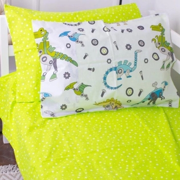 Простирадло MirSon Kids Time Бязь, 17-0576, Dinosaur robot - Pampik