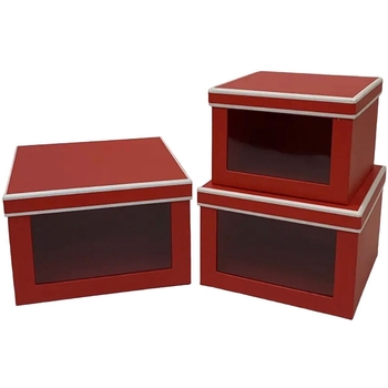 Набір подарункових коробок UFO, 3 шт. (W2019 Набір 3 шт Red/White квадр.) - Pampik