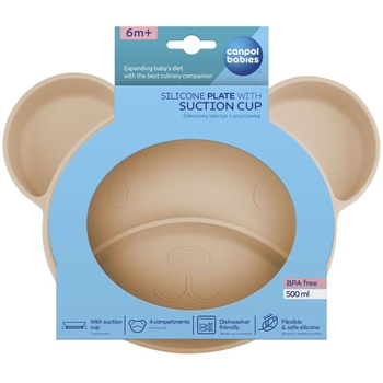 Силіконова тарілка на присосці Canpol Babies Ведмедик (51/401_bei) - Pampik - 6