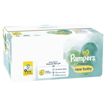 Дитячі вологі серветки Pampers Harmonie New Baby Aloe Vera, 414 шт. (9 уп. по 46 шт.) - Pampik - 3
