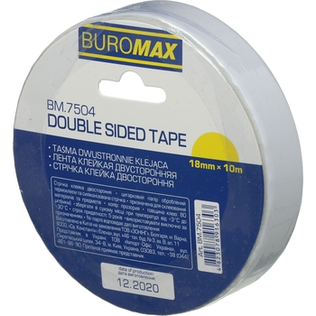 Клейка стрічка Buromax двохстороння 18 мм х 10 м (BM.7504) - Pampik