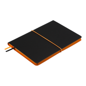 Блокнот деловой Buromax Unique А5,96 л. в клеточку, обложка искусственная кожа, черный с оранжевым (BM.295107-01) - Pampik - 3