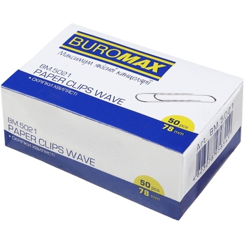 Скріпки нікельовані Buromax рельєфні 78 мм 100 шт. (BM.5021) - Pampik