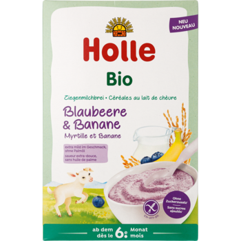 Каша з козячого молока Holle з чорницею та бананом, органічна, від 6 місяців, 200 г - Pampik