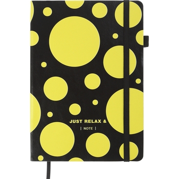Блокнот деловой Buromax Relax А5 96 л. без линирования (черный бумага) обложка искусственная кожа лимонный (BM.295401-58) - Pampik