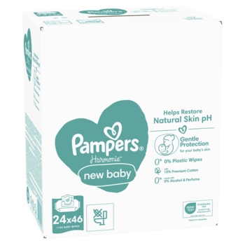 Дитячі вологі серветки Pampers Harmonie New Baby, 1104 шт. (24 уп. по 46 шт.) - Pampik - 3