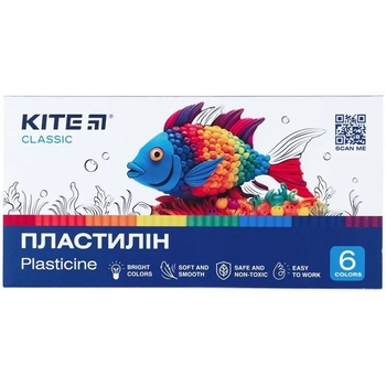 Пластилін восковий Kite Classic 6 кольорів 120 г (K-081) - Pampik