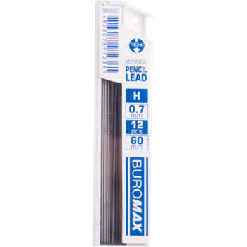 Стрижні для механічних олівців Buromax Н 0.7 мм 12 шт. (BM.8665) - Pampik