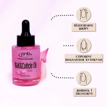 Масло по догляду за нігтями та кутикулою PNB Nail&Cuticle Oil троянда 30 мл - Pampik - 2