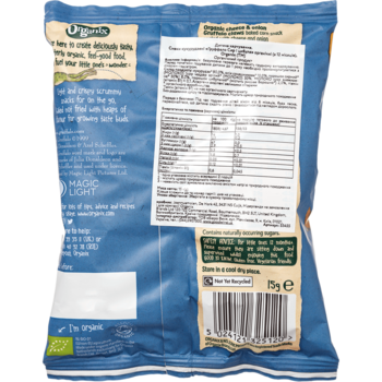 Снеки кукурузные Organix Груффало Сыр и лук, органические, с 12 месяцев, 15 г - Pampik - 2