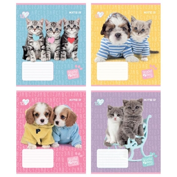 Набор тетрадей Kite Studio Pets А5 в косую линию 12 листов 25 шт. (SP24-235) - Pampik