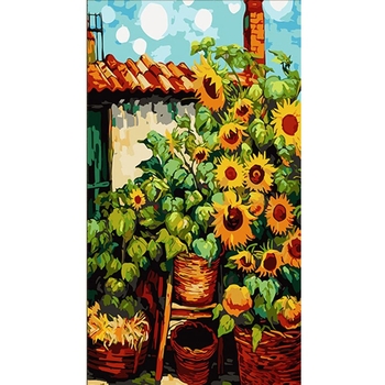 Набір для розпису по номерах Strateg Соняхи біля дому 50х25 см (WW154) - Pampik