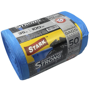 Пакеты для мусора Stark крепкие, 35 л, 100 шт., синие - Pampik
