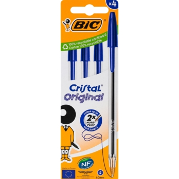 Набор шариковых ручек BIC Cristal синий 0.32 мм 4 шт. (516332) - Pampik
