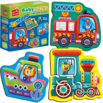 Пазли картонні з грою Vladi Toys Малюк зможе Транспорт Тварини, 14 елементів (VT1722-28) - Pampik - 3