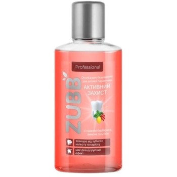 Ополіскувач для ротової порожнини ZUBB Активний захист зі смаком барбарису, лимону та м'яти, 250 мл - Pampik
