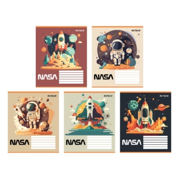 Набор тетрадей Kite NASA А5 в клетку, 12 листов, 25 шт. (NS24-232) - Pampik