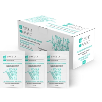 Крем для ніг Shelly регенеруючий з алантоїном, екстрактом бамбука і маслом ши, 400 мл (4 мл х 100 шт.) - Pampik