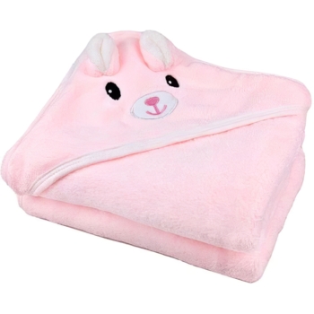 Детское полотенце-уголок HomeBrand с вышивкой 80х80 см светло-розовое (60093) - Pampik