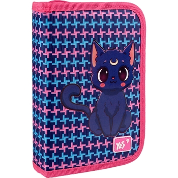Пенал Yes Fantastic Kitty HP-04 одинарный твердый с двумя клапанами сине-розовый (533584) - Pampik