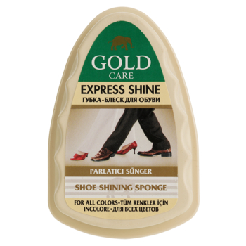 Губка-блеск для обуви Gold Care, треугольная, бесцветная - Pampik