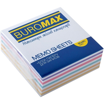 Блок паперу для нотаток Buromax Зебра проклеєний 80х80х30 мм різнобарвний (BM.2252) - Pampik