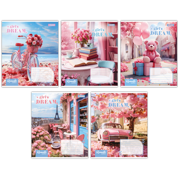 Набір зошитів 1 Вересня Girls dream А5 в клітинку 18 аркушів 25 шт. (767239) - Pampik