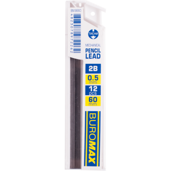Стрижні для механічних олівців Buromax 2В 0.7 мм 12 шт. (BM.8660) - Pampik