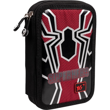 Пенал Yes Spider HP-01 жесткий двойной черный с красным (533545) - Pampik