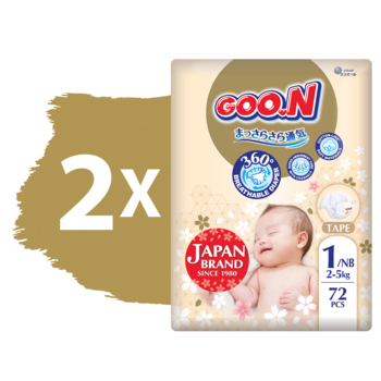 Підгузки на липучках Goo.N Premium Soft розмір 1/NB (до 5 кг), 144 шт. - Pampik - 2