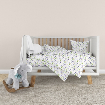 Комплект постільної білизни дитячий Home Line Динозаврики бязь салатово-фіолетовий (183367) - Pampik