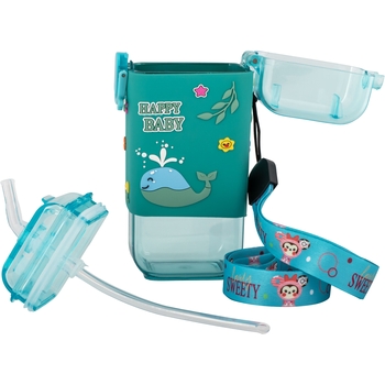Поїльник тритановий Baby Team з силіконовою трубочкою та ремінцем, 225 мл (5091) - Pampik - 6