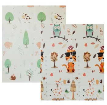 Уцінка. Дитячий двосторонній складаний килимок Poppet Тигреня в лісі та Молочна ферма 150х180 см (PP001-150) - Pampik