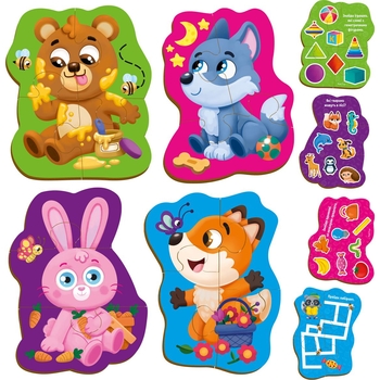 Пазли картонні з грою Vladi Toys Малюк зможе Лісові звірі, 14 елементів (VT1722-26) - Pampik - 2