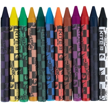 Мел восковой Kite Hot Wheels 12 шт. (HW24-070) - Pampik - 3