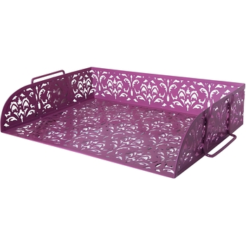 Лоток для бумаги Buromax Barocco горизонтальный металлический 34x24.7x6.5 см розовый (BM.6253-10) - Pampik