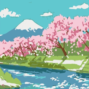 Набір для розпису по номерах Strateg Річка у горах 20х20 см (HH5898) - Pampik