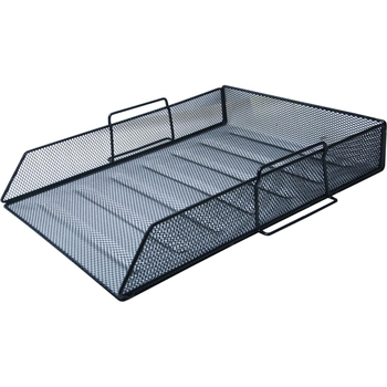 Лоток для бумаги Buromax горизонтальный металлический 33.5х27.5х7.8 см черный (BM.6254-01) - Pampik