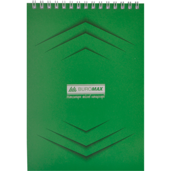 Блокнот на пружине сверху Buromax Monochrome Jobmax А-5, 48 листов зеленый (BM.2474-04) - Pampik