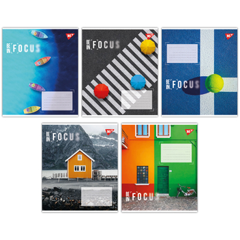 Набір зошитів Yes Be in focus А5, в клітинку, 96 аркушів, 5 шт. (767417) - Pampik