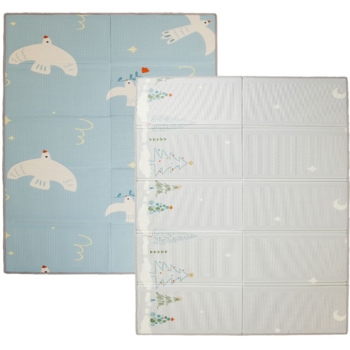 Детский двусторонний складной коврик Poppet Зимняя ночь и Птица мира, 200х150x1 см (PP024-150H) - Pampik