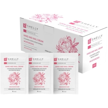 Крем для рук та нігтів Shelly з колагеном, еластином і екстрактом півонії 4 мл х 100 шт. - Pampik