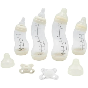 Набір для годування новонароджених Difrax S-bottle Natural 4 антиколікові пляшечки та 2 пустушки - Pampik